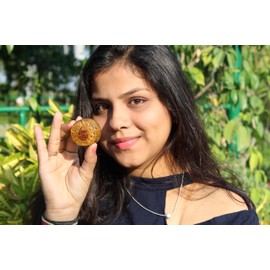 Prajet Energized Orgone Tower Buster for Chakra Balancing, Positive Energy with Chokurei Copper Coil Healing (Yellow Jade Buster Org.)