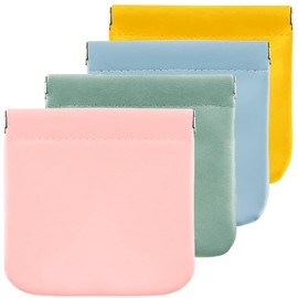 Small Pouch,Pouchic Snap Closure Pouches Zipperless Small Make Up Bags,Pocket Cosmetic Bag Waterproof Pocket Makeup Bags, Mini Makeup Bag for Cosmetics Headphones Jewelry(4 Colors)