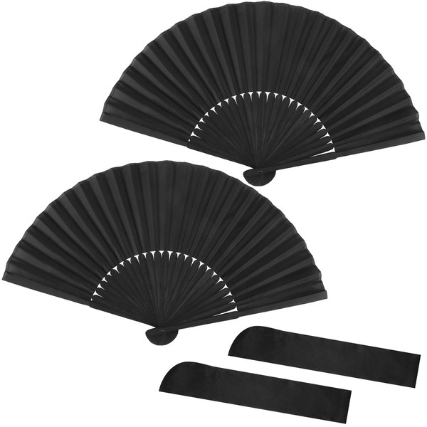 upain 2 Pack Large Folding Hand Fan, Cloth Fabric Handheld Folding Fan Chinese Kung Fu Tai Chi Fan for Wedding, Party Favor, Performance, Dance, Decorations, Festival, Gift