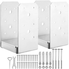 HomiShare 4"x 4" Post Base, 2Pcs Stainless Steel Post Anchor (Inner Size:3.74 x 3.15"), Adjustable Post Bracket Fits for 4"x4" Wood Post, Post Base for Rough Size Lumber (4"x4", 2Pcs)
