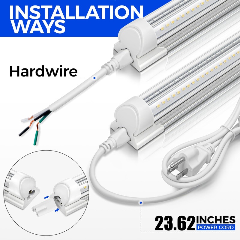 Barrina 6500K 1.5FT LED Shop Light, 3450LM, 25W, T8 Under