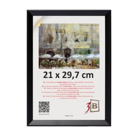 3-B VIK Picture Frame, Black, 21 x 29.7 cm (A4), Wooden Frame, Photo Frame, Document Frame with Acrylic Glass
