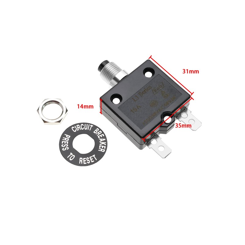 Create idea 2Pcs 15A Manual Reset Thermal Circuit Breaker Thermal
