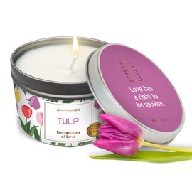 Magnificent 101 Long Lasting Flower Tin Candles with Tulip Scented | 6 Oz - 35 Hour Burn | Made of Natural Soy Wax for Manifestation, Purification, Chakra Healing & House Energy Cleansing