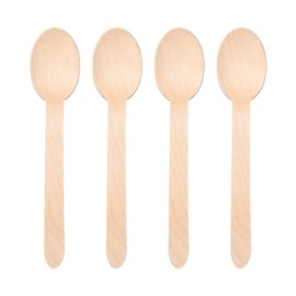WedDecor 100Pcs Disposable Wooden Spoons, Cutlery Set, Disposable Teaspoons for Wedding, Parties, Picnic, BBQ, Christmas, Travel Cutlery Set, Wooden Spoons Cooking Utensils, Party Supplies