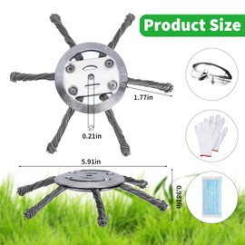 XGKHOM 2 Packs Steel Wire Grass Trimmer Head, 2025 New Universal Wire Weed Trimmer Head, 6 Inches Wire Trimming Head for Weedeater Compatible with Most Lawn Mower, Bore 0.2 Inch (6 Blade)