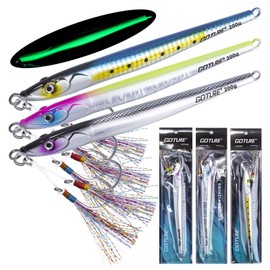 Goture Metal Jig, Set of 3, 7.1 oz (200 g), 7.0 inches (17.7 cm), 3 Colors, Metal Jig Set, Luminous Lure, Long Metal Jig, Rapid Sinking, Realistic 3D Eye, Center Balance, Fishing Lure, Hard Lure,