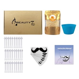Beauty7 Nose Wax Kit for Men 100g Wax 30 Applicators Nose and Face Wax Kit Safe and Quick Waxing Kit Nose Hair Removal 10 Mustache Guards with Silicone Cup