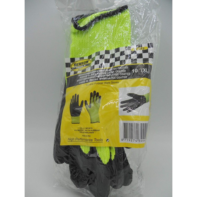 Work Gloves Garden Gloves Winter Latex Yellow and Black Size