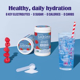 Ultima Replenisher Daily Electrolyte Powder Drink Mix – Sugar Free – Blue Raspberry, 90 Servings – Hydration Powder with 6 Electrolytes and Minerals – Keto Friendly, Vegan, Non-GMO