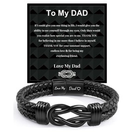 GBTBYS Dad Gifts from Daughter Son, Dad Leather Bracelet for Him Fathers Day Birthday Gifts for Daddy
