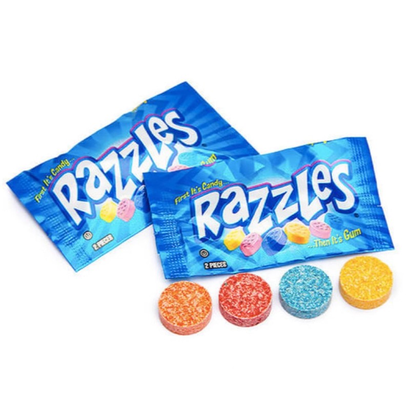 Original Razzles Candy Gum 2-Piece Packets Assorted Fruit Flavors 6