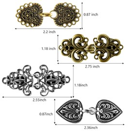 Cardigan Clip Pullover Clip Vintage Retro Metal Pullover Scarf Clip Shape Antique Scarf Clip Brooch Pin Costume Accessories for Women Ladies Cardigan Dresses Jacket Pack of 4, Metal