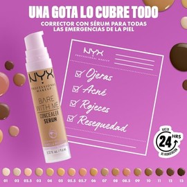 NYX Professional Makeup Bare With Me Concealer Serum, suero  corrector ligero de cobertura media con fórmula vegana, hidratación hasta por 24H, 9.6ml 