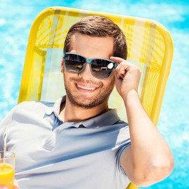 URUMQI Polarised Sunglasses Men Women UV400 Protection Wrap Around Anti-Glare Sunglasses for Glasses Wearers Fit Over Glasses Driving Fishing, B14 Transparent Blue Frame/Grey Lens