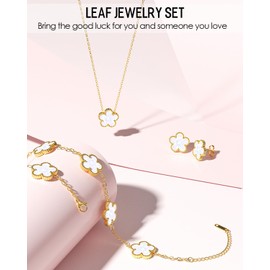 AICase Clover Jewelry Set,18K Gold Plated Lucky Clover Bracelet,Four Leaf Clover Necklace and Clover Earrings Fashion Jewelry Sets Gifts for Women/Mon