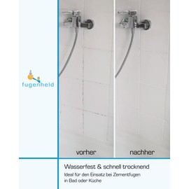 FUGENHELD FUGENHELD Fugenstift Wei? - Fugenversiegelung Innen - Feuchtigkeitsresistente Fugenfarbe fr Zementfugen - Wasserfest & Schnelltrocknend - Made in Germany - 1x15ml