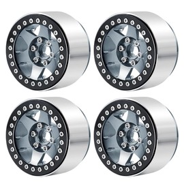 RCLIONS 2.2" Beadlock Wheels 35mm RC Aluminum Rims for AXIAL Wraith RR10 TRX4 1/10th RC Crawler Truck Car (Titanium)