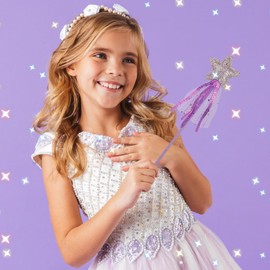 Abeillo 6Pcs Glitter Fairy Wands for Girls, Princess Star Magic Wands Fairy Dress-up Star Wand Costume Wands Kids' Costume Wand for Fairy Party Supplies 11 Inch