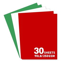 30Sheets Christmas Cardstock Paper 8.5×11 in, 230gsm/80lb Thick Card stock，Printer Paper, Party Decors，Paper Craft, School Suppliesred (red green white)