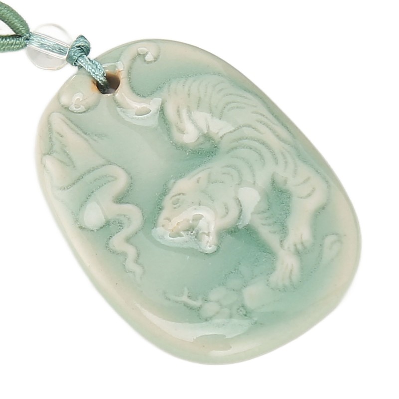 Tassel Pendant Chinese Zodiac Pattern DIY Porcelain Beads Light Weight