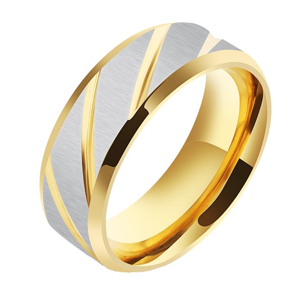 PAURO Men's Stainless Steel Gold Retro Lucky Ring Size N