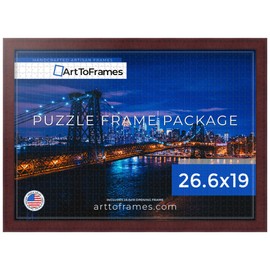 ArtToFrames 26.6x19 INCH/68x48 CM Red Frame for 1000 piece Puzzles.This 1.25 Inch Custom MDF Puzzle Frame is Cherry - Comes with Economy Acrylic (PuzzleBW26-039-26.6x19)