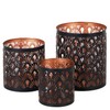 Set of 3 Oriental Tea Light Holders Zalia Metal Black