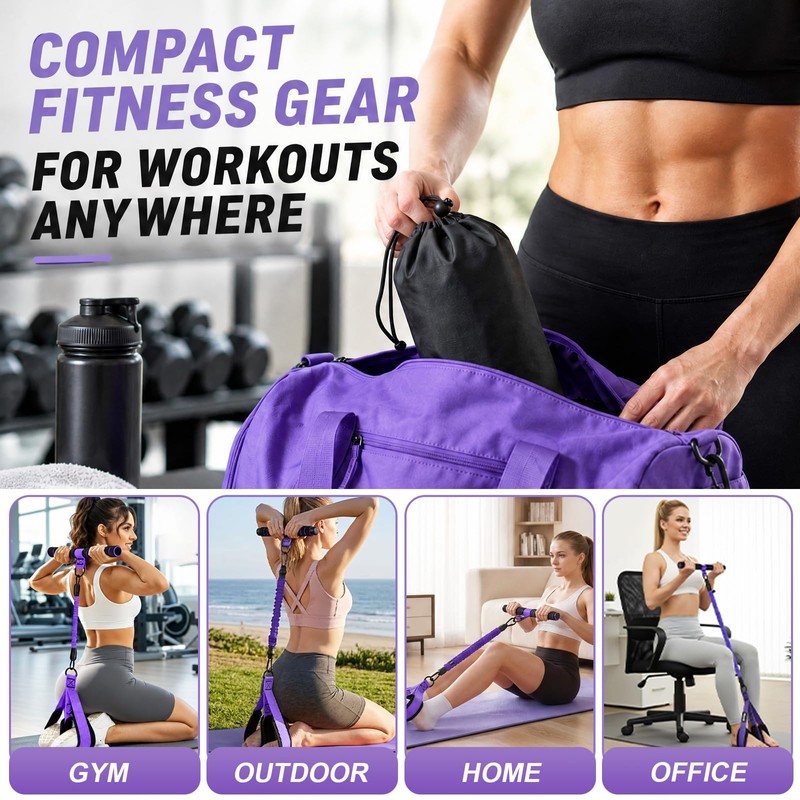 3-Tube Exercise Band for Women, Pedal Resistance Band with Handle,