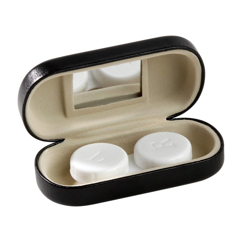 Ron's Optical Hard Black Contact Lens Travel Case with Interior
