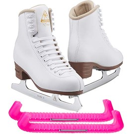 Jackson Ultima Excel JS1290 Women's Ice Skates Width: Medium - C/Size: Adult 5 Bundle with Skate Guards