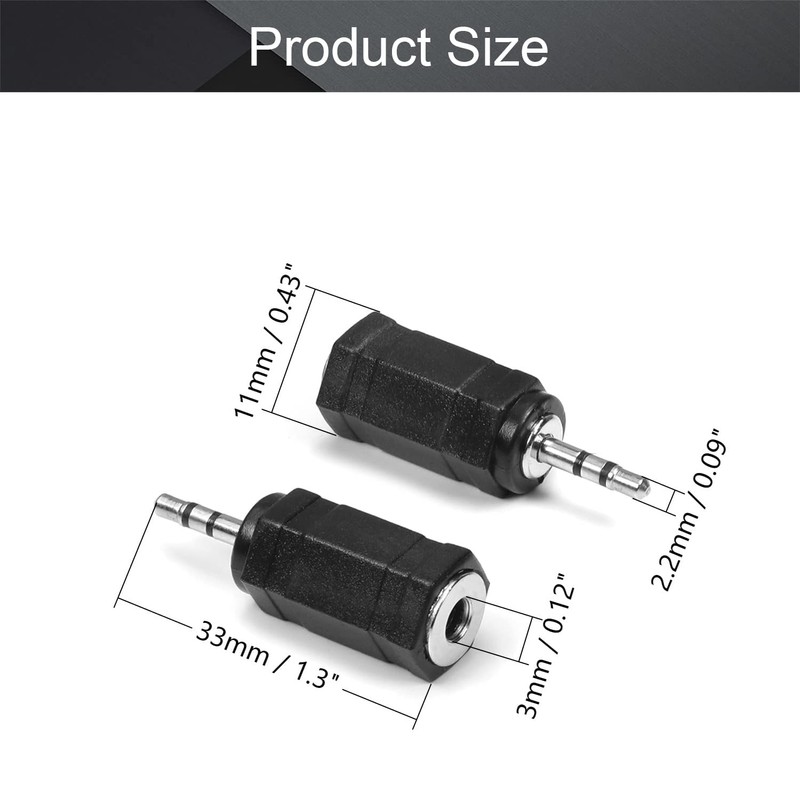 Fielect 2.5mm Male to 3.5mm Female Stereo Audio Jack Adapter