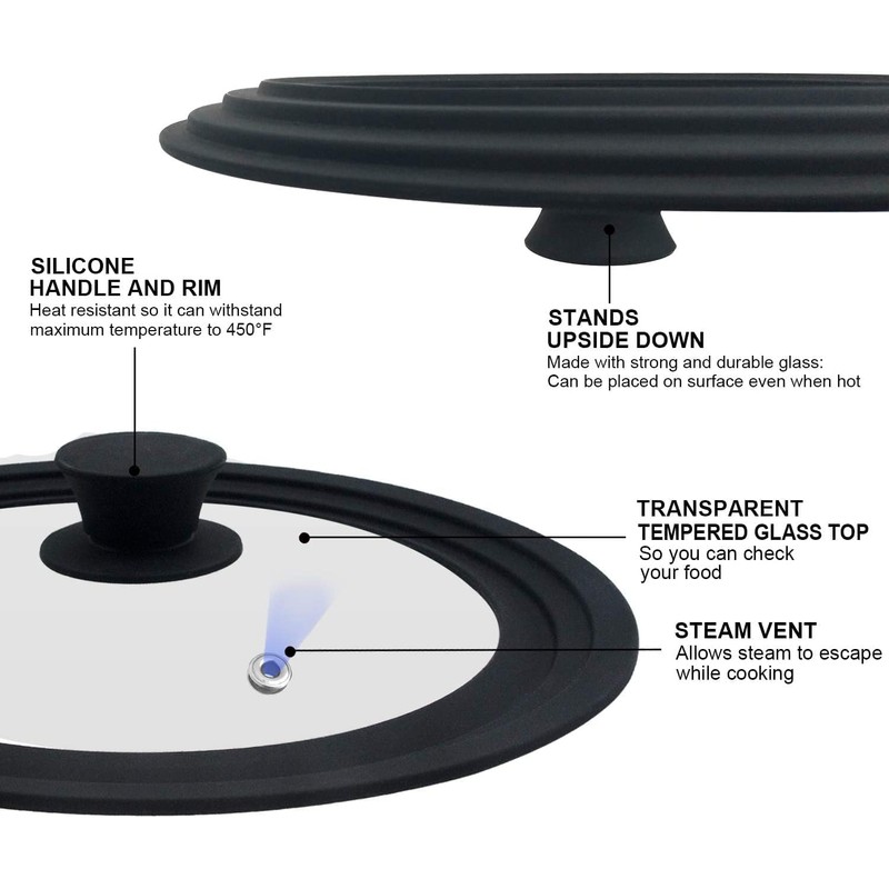 Universal Lid for Pots, Pans and Skillets - Walfos Tempered