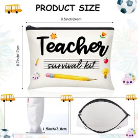 Buryeah 6 Pcs Christmas Teacher Appreciation Gifts Teacher Makeup Bags Teacher Canvas Pencil Cosmetic Bags Toiletry Bag with Zipper for Travel Christmas Holiday Birthday Teacher Gifts Bulk(Classic)