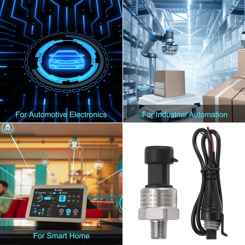 sourcing map Pressure Transducer Sender Sensor with Connector, 1/8" NPT