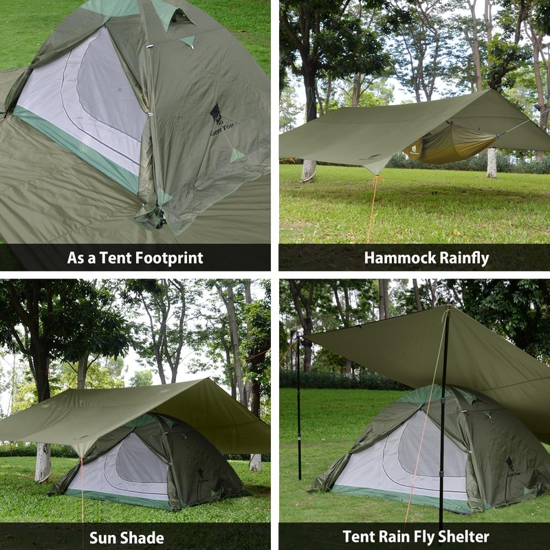 GEERTOP Large Camping Tent Tarp 17 x 10ft Portable Hammock