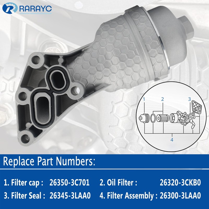 263003laa0 Upgrade Aluminum Oil Filter Housing Replacement for |Hyundai Palisade