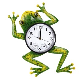 HOBYLUBY Frog Outdoor Clock with Thermometer & Humidity, Outdoor Wall Clock Silent Non-Ticking Outside Clocks for Patio, Garden, Home Decor
