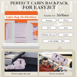 Hayayu for Easyjet Cabin Bag 45x36x20, Waterproof Underseat Cabin Bag Travel Backpack, Carry on Hand Luggage Bag With Charging Port and Anti Theft Pocket