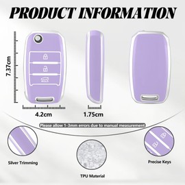 TOOMUME Car Key Cover TPU, Car Key Case Fit for Kia Sportage Rio Ceed Stonic Picanto Sorento Venga Soul Carens Cerato K2 K3 K4 K5, Protective Key Fob Cover Key Fob Case - Flip Key