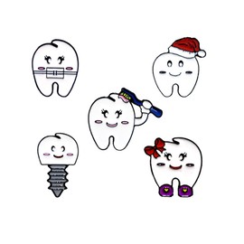 Cute Tooth Enamel Pins Dentist Health Brooch Cartoon Dentistry Badge Punk Metal Pins Jewellery Gift for Dentist Doctor Accessories, Metal