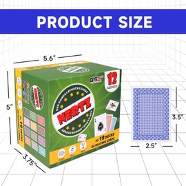 GSE Games & Sports Expert 12-Deck Nertz Card Game, Standard Playing Cards Bulk with 12 Unique Colors, Multiplayer Solitaire Cards Compatible with Poker, Blackjack, Rummy, Go Fish, Bridge