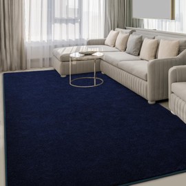 Hutha Large Area Rugs for Bedroom Living Room, 4x6 Navy Blue Solid Fluffy Super Soft Memory-Foam Furry Bedside Carpets, Modern Indoor Floor Rug Aesthetic Minimalist Rug for Kids Girls Boys Home Decor