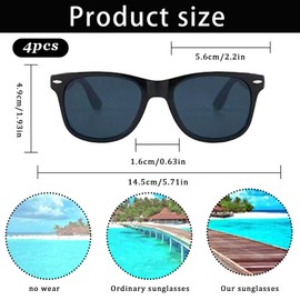 FveVqe 4PCS Sunglasses, Sunglasses Mens, Classic Black Square Frame Womens for UV Protection, Mens for Outdoor Fishing Driving Climbing Unisex (Black)