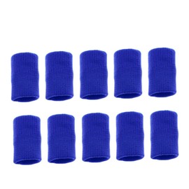 FRCOLOR 10 Pcs Arthritis Finger Sleeves Stretchy Finger Protectors for Sports Sweatband Support for Volleyball Basketball Tennis Blue Design for Men and Women