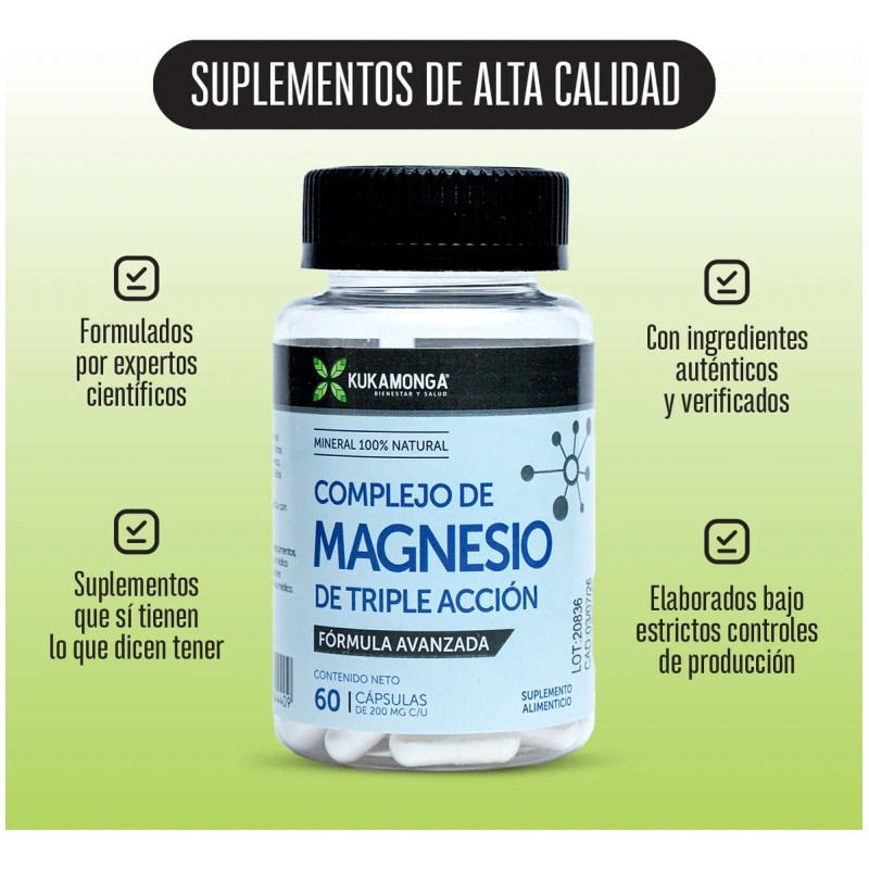 Complejo De Magnesio 60 Cápsulas De 500 Mg Magnesio Complex