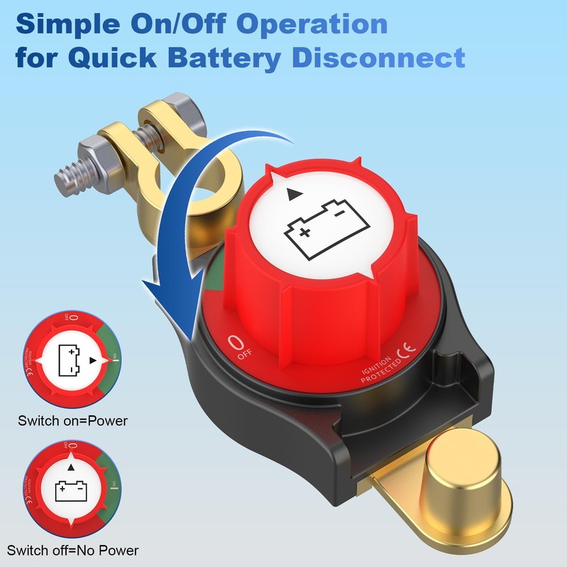 KTROVNN Top Post Battery Disconnect Switch, Car Battery Disconnect Switch,