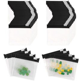 Pill bag, zip bag, small plastic bags, 48 pieces bags with zip, bags, medication bag, empty, travel pill organiser, pill organiser, travel, black ziplock bag