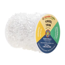 Mandala Crafts White Tinsel Garlands Mini Garland Christmas Tree Garland Christmas White Garland Decorations - Thin Metallic Foil Glitter Garlands Party Wedding Decor