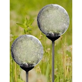 ColorfulGarden Solar Clear Crackle Glass Ball, Multi-Color Color Changing LED Light Garden